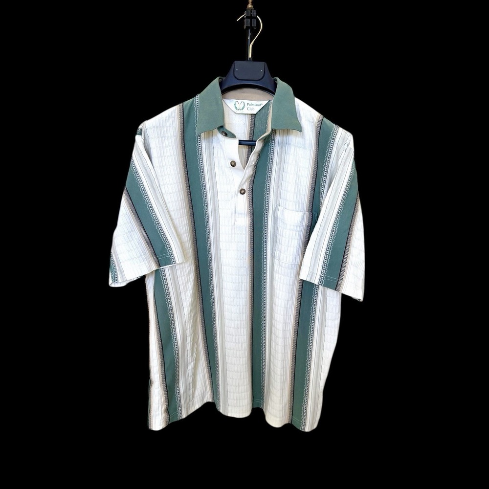 Palmland Club Polo Men's Size Large‎ Shirt Short Sleeve Striped Vintage